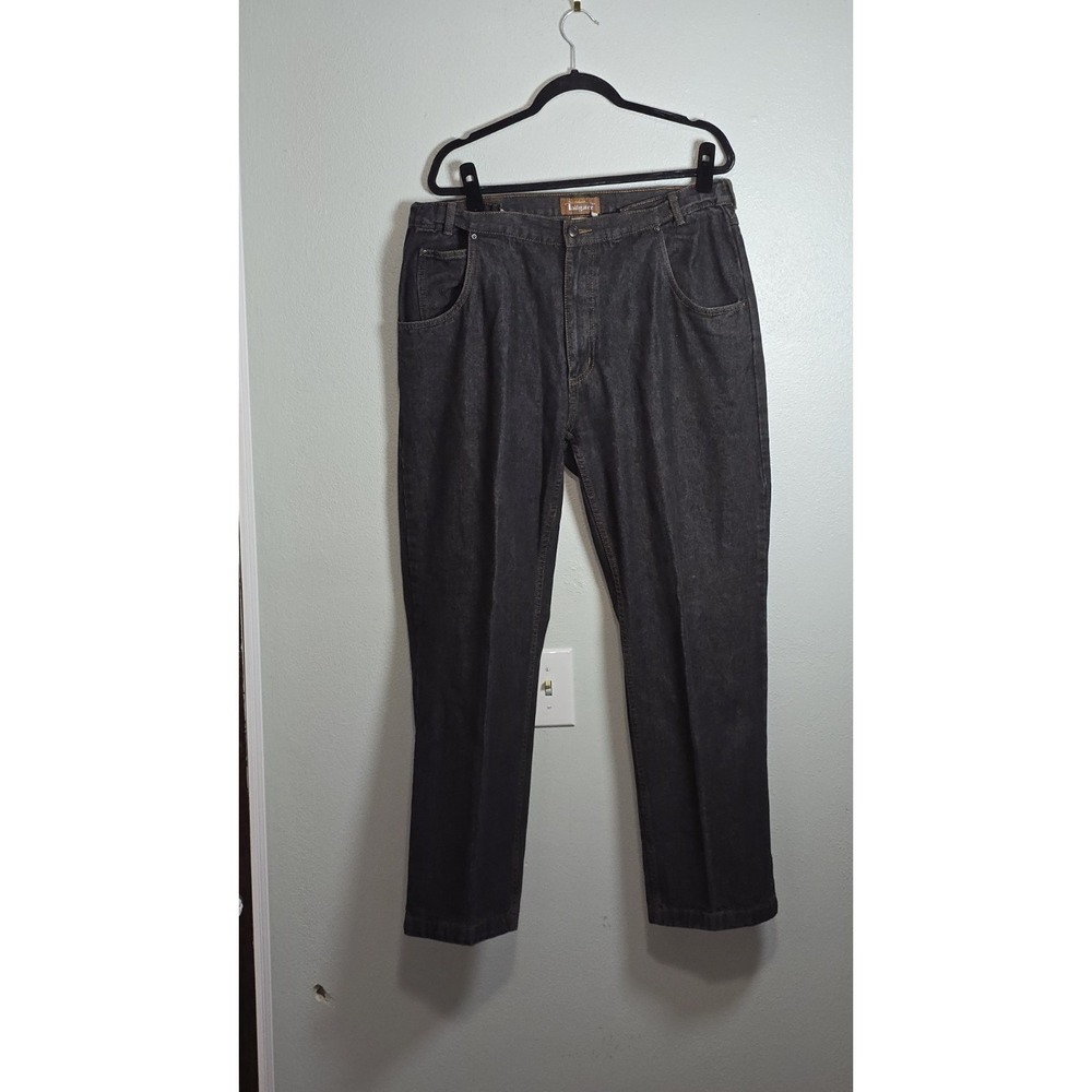 The Haband Tailgater Jeans Men's 38L Black Denim Comfort Fit Side Elastic